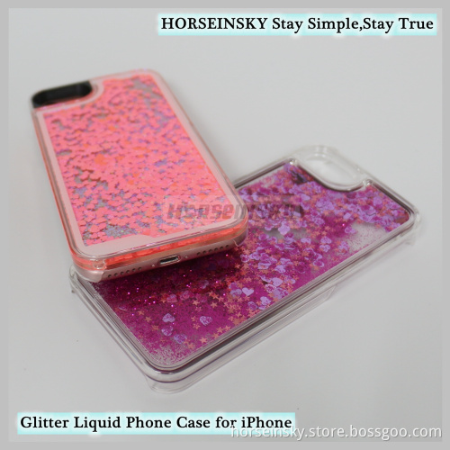 2017 New Design Liquid Hearts Phone Case for iPhone7 PC Liquid Case